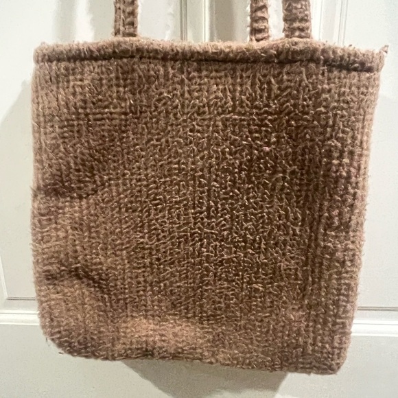 Brown Brushed Felt Santa Purse Appliquéd Holiday Boho Christmas Unbranded - Picture 4 of 5